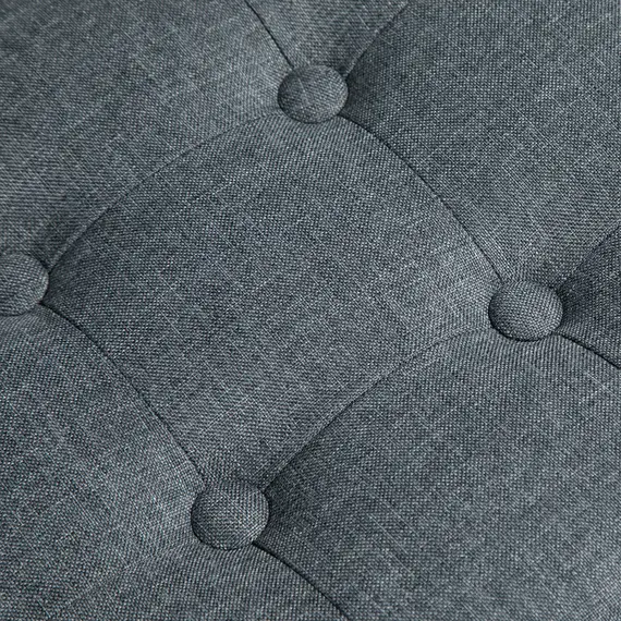 Buy Linen-Look Square Ottoman Footstool w/ Button Tufts Wood Frame Padding Fabric Upholstered Stylish Home Furniture Footrest Side Table Grey, 7 image