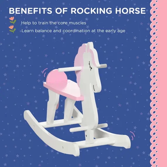 Buy Kids Rocking Horse, with Handlebar, Foot Pedal - Pink, 5 image