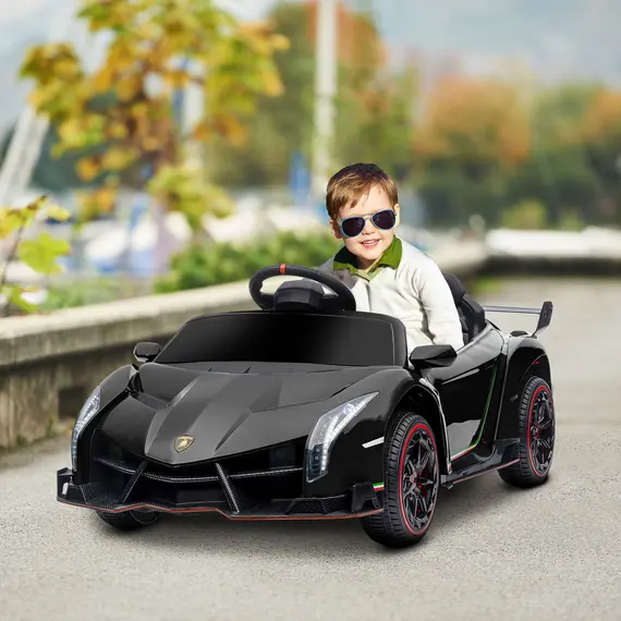 Buy Lamborghini Veneno Licensed Electric Ride-On Car, with Remote, Music, Horn - Black, 2 image