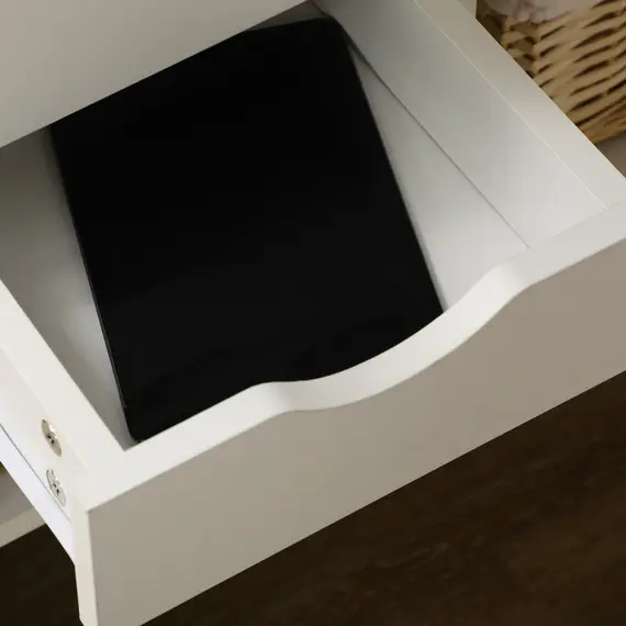 Buy L Shaped Desk, 120cm Computer Desk, Corner Desk with 2 Drawers and 3 Storage Compartments for Home Office, Study Workstation, White, 9 image