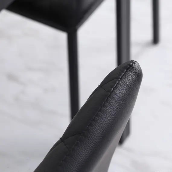 Buy Modern Dining Chairs Upholstered Faux Leather Accent Chairs with Metal Legs for Kitchen, Set of 4, Black, 8 image