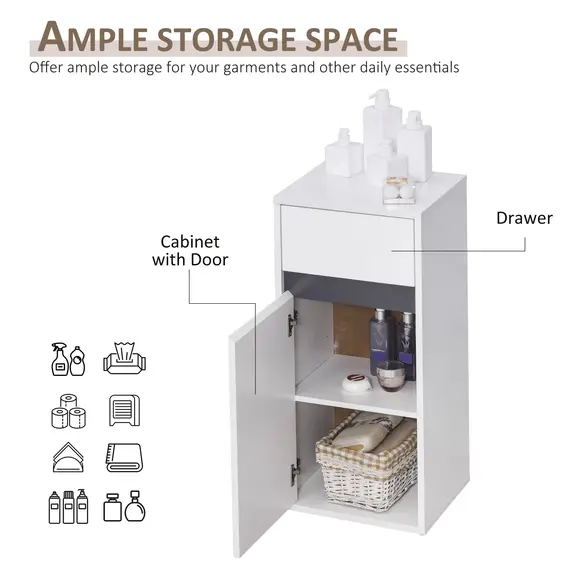 Buy MDF Tri-Compartment Bathroom Storage Cabinet White, 5 image