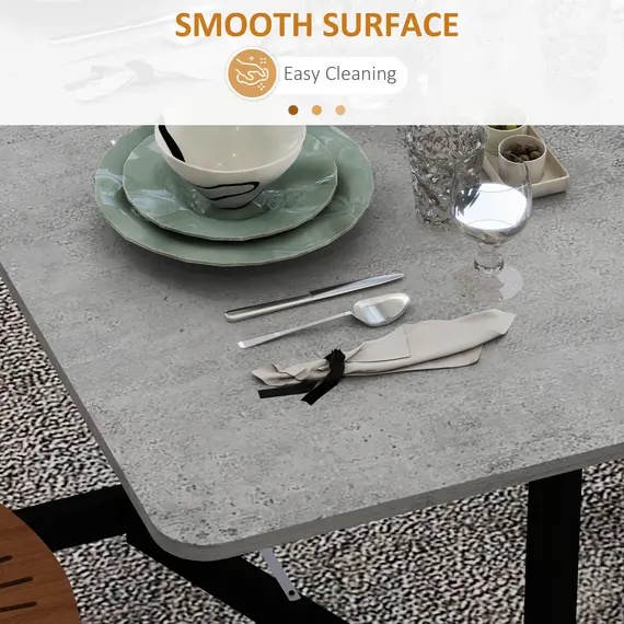 Buy Mobile Drop Leaf Table, Folding Dining Table with 6 Wheels & Brakes, Kitchen Table for Small Spaces, Grey Marble Effect, 7 image