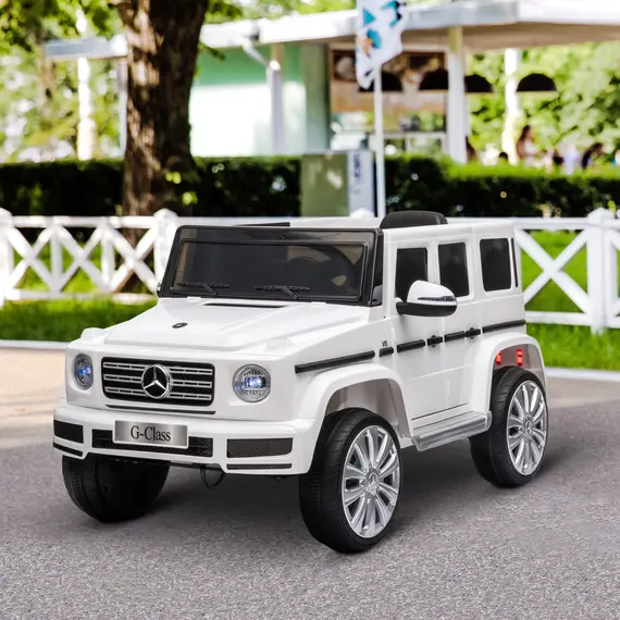 Buy Mercedes Benz G500 Licensed 12V Kids Electric Ride On Car  Toy with Parental Remote Control Battery-powered 2 Motors Music Lights MP3 for 3-8 Years Old White, 2 image