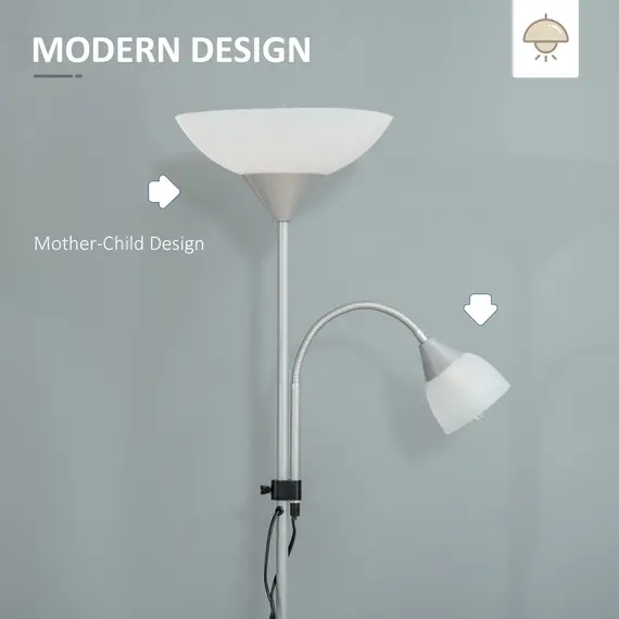 Buy Modern Floor Lamp, Uplighter 2-Light Tall Standing Lamp with Adjustable Heads,  for Living Room, Bedroom, Office, 4 image