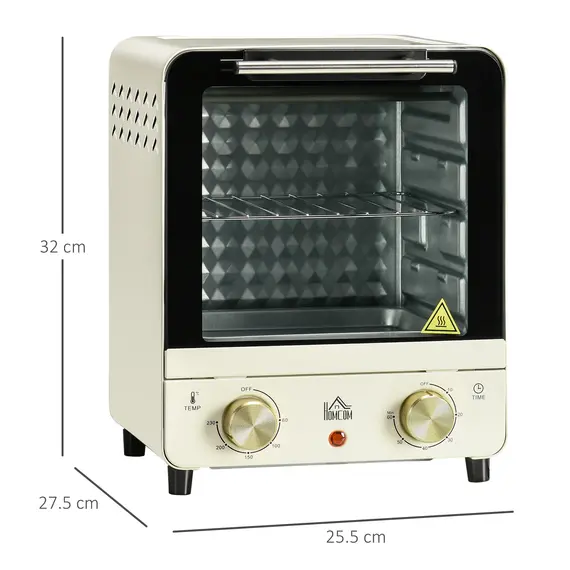 Buy Mini Oven, 15 Litres Electric Oven and Grill with 60-230„ƒ Adjustable Temperature, 60 Minute Timer, Include Baking Tray, Wire Rack and Crumb Tray, 1000W, Cream White, 3 image