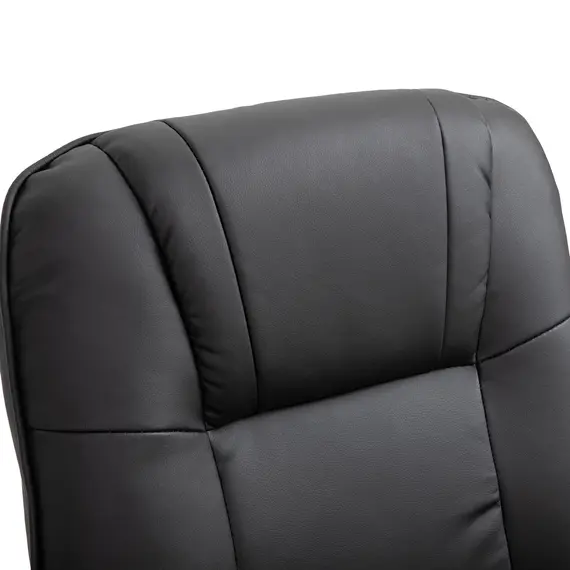Buy Manual Recliner Chair Armchair Sofa with Faux Leather Upholstered Wooden Base for Living Room Bedroom, Black, Colour: Black, 8 image