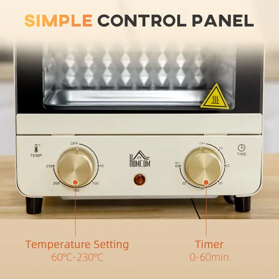 Buy Mini Oven, 15 Litres Electric Oven and Grill with 60-230„ƒ Adjustable Temperature, 60 Minute Timer, Include Baking Tray, Wire Rack and Crumb Tray, 1000W, Cream White, 7 image