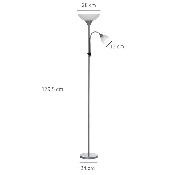Buy Modern Floor Lamp, Uplighter 2-Light Tall Standing Lamp with Adjustable Heads,  for Living Room, Bedroom, Office, 3 image
