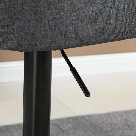 Buy Modern Adjustable Bar Stools Set of 2, Swivel Fabric Barstools with Footrest, Armrests and Back, for Kitchen Counter and Dining Room, Dark Grey, 8 image