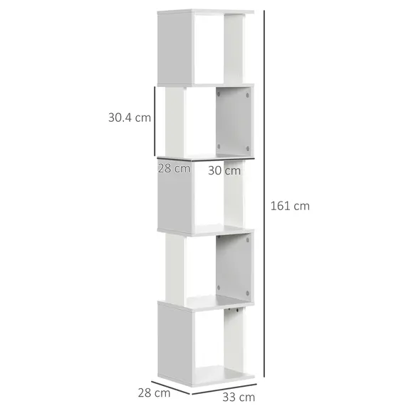 Buy Modern 5-Tier Bookshelf, Freestanding Bookcase Storage Shelving for Living Room Home Office Study, White and Light Grey, 3 image