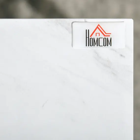 Buy Modern Coffee Table Set of Two, Marble-Effect Nesting Side Tables with Steel Frame for Living Room, White, Black, 7 image