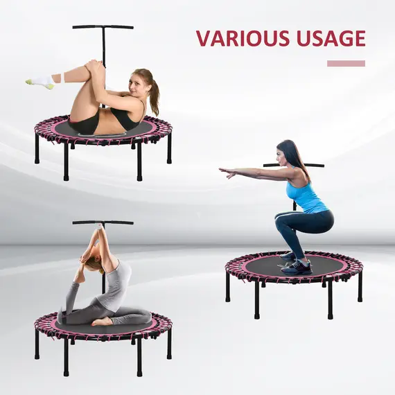 Buy Mini Round Steel Frame Trampoline w/ Adjustable Handle, Pink, 6 image