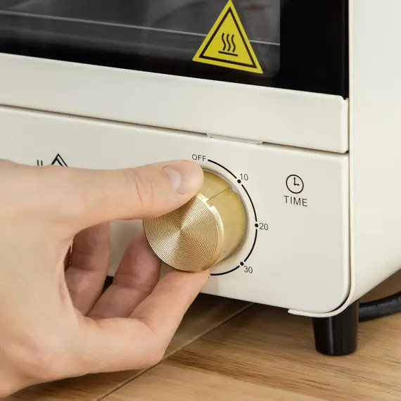 Buy Mini Oven, 15 Litres Electric Oven and Grill with 60-230„ƒ Adjustable Temperature, 60 Minute Timer, Include Baking Tray, Wire Rack and Crumb Tray, 1000W, Cream White, 8 image