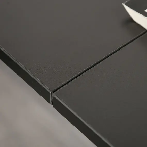 Buy L-Shaped Computer Desk Table with Storage Drawer, Home Office Desk Corner Industrial Style Workstation for A4 Files 143.5 x 143.5 x 76cm, Black, 8 image