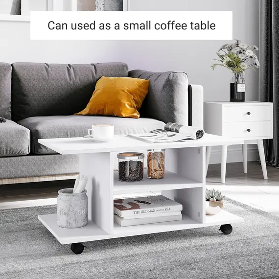 Buy Modern TV Cabinet Stand Storage Shelves Table Mobile Bedroom Furniture Bookshelf Bookcase White, 7 image