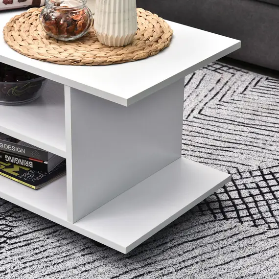 Buy Modern TV Cabinet Stand Storage Shelves Table Mobile Bedroom Furniture Bookshelf Bookcase White, 9 image