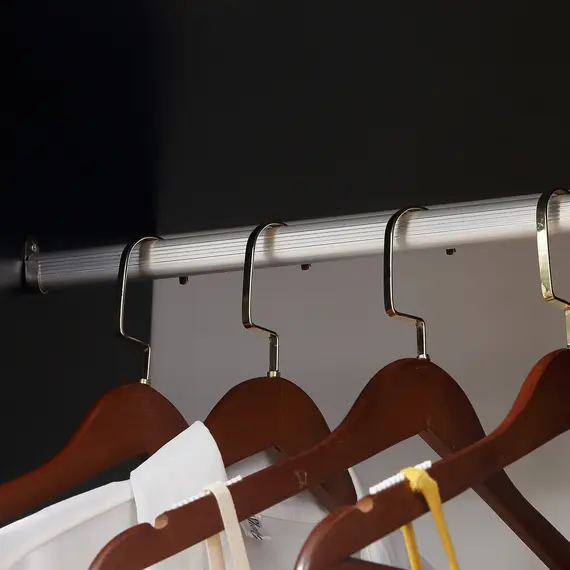 Buy Open Wardrobe on Wheels, Bedroom Wardrobe with Clothes Hanging Rail, 3 Storage Shelves, Mobile Garment Rack for Cloakroom, Hallway, Black, 9 image