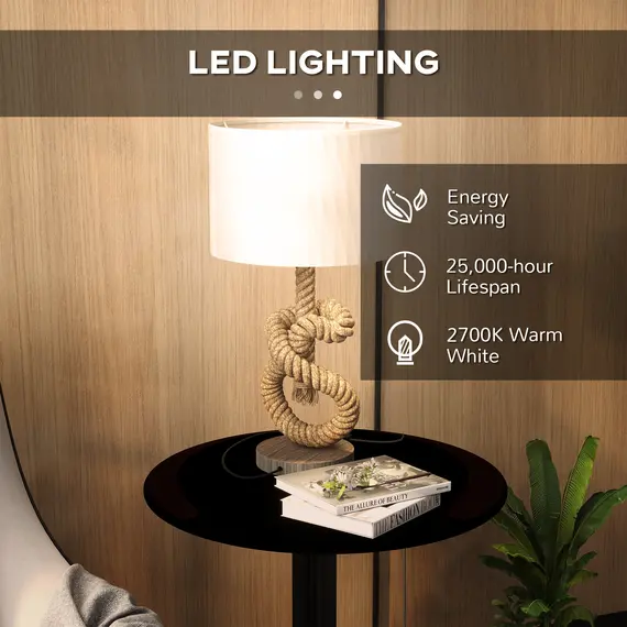 Buy Nautical LED Table Lamp with USB Charging Port, Bedside Desk Lamp for Bedroom, Living Room, Home Office, 5 image