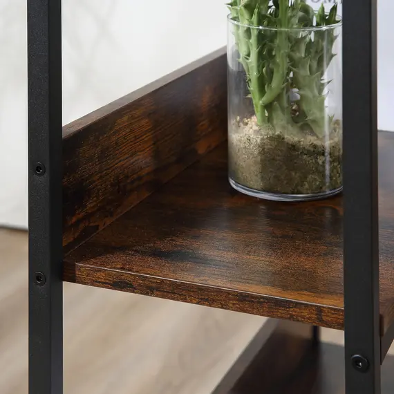 Buy Office Desk with Storage Shelves, 120 CM Computer Desk, Industrial Study Table with Metal Frame for Home Office Small Space, Rustic Brown, 8 image