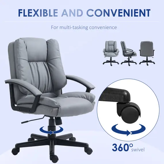 Buy Office Chair, Computer Desk Chair, Mid Back Executive Chair with Adjustable Height and Swivel Rolling Wheels for Home Study, Light Grey, 6 image