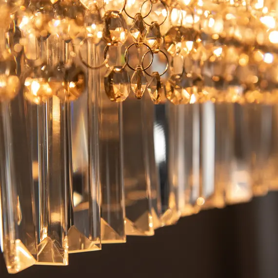 Buy Modern Raindrop Crystal Chandelier, Round Rectangular hanging Ceiling Light, Linear Hanging Lighting with Stainless Steel Base, for Restaurant Kitchen Island Dining Room Hotel, Silver, 8 image