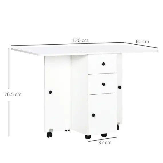 Buy Multi-Storage Six-Person Drop Leaf Dining Table -  White, 3 image
