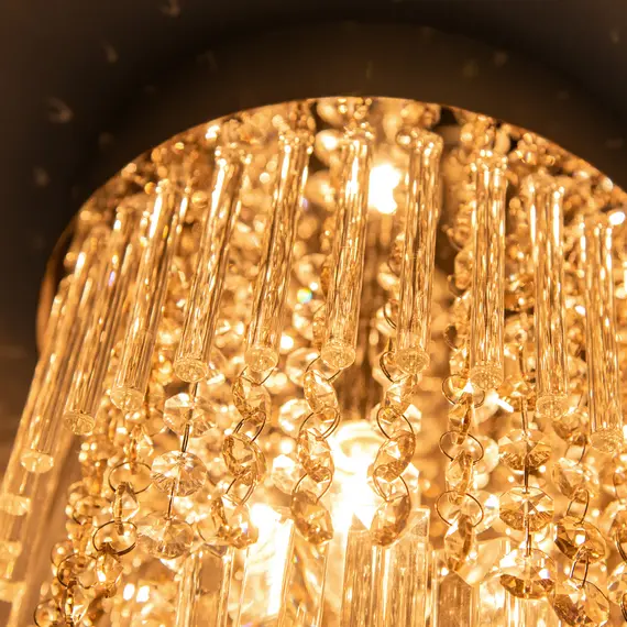 Buy Modern Raindrop Crystal Chandelier, Round Rectangular hanging Ceiling Light, Linear Hanging Lighting with Stainless Steel Base, for Restaurant Kitchen Island Dining Room Hotel, Silver, 9 image