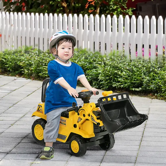 Buy NO POWER 3 in 1 Ride On Toy Bulldozer Toddler Digger Excavator Scooter Storage Cart Toilet Pretend Play Construction Truck, 2 image