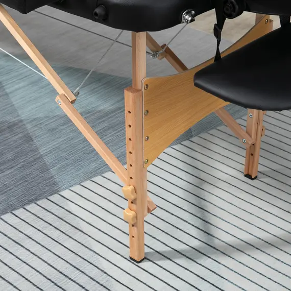 Buy Portable Massage Bed, Folding Spa Beauty Massage Table with 2 Sections, Carry Bag and Wooden Frame, Black, 8 image