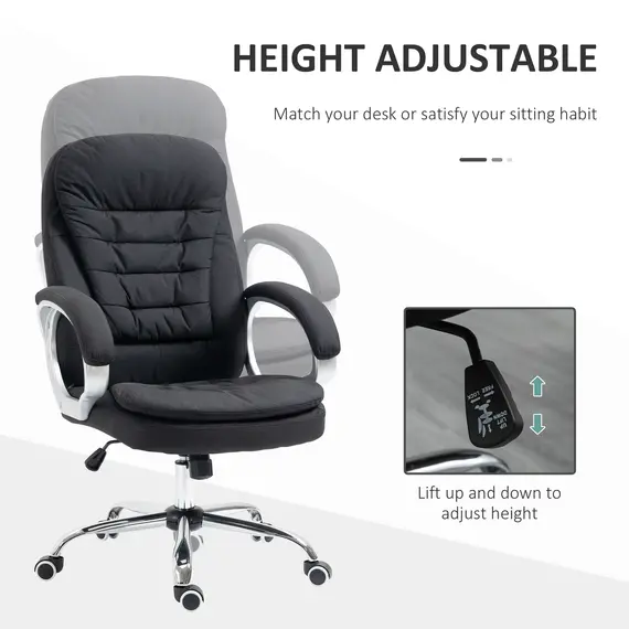 Buy Office Chair Computer Chair Executive Office Chair with Height Adjustable, Comfortable Desk Chair for Home Office Fabric Black, 4 image