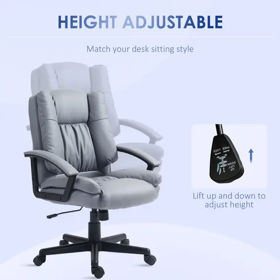Buy Office Chair, Computer Desk Chair, Mid Back Executive Chair with Adjustable Height and Swivel Rolling Wheels for Home Study, Light Grey, 4 image