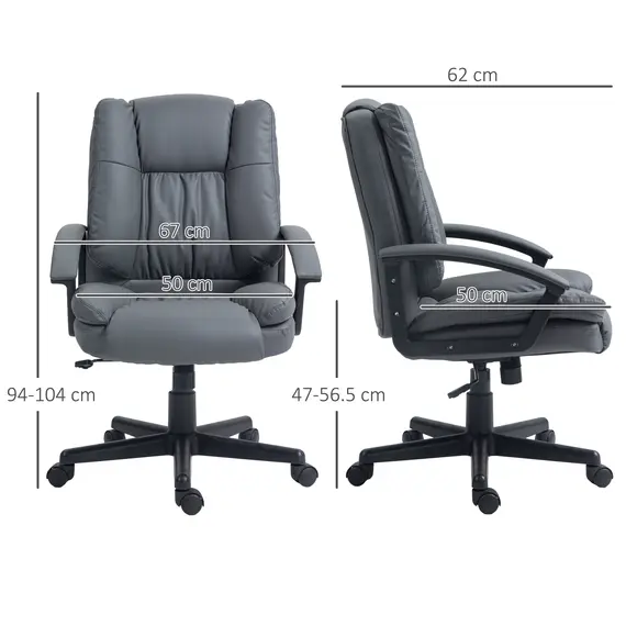 Buy Office Chair, Computer Desk Chair, Mid Back Executive Chair with Adjustable Height and Swivel Rolling Wheels for Home Study, Dark Grey, 3 image