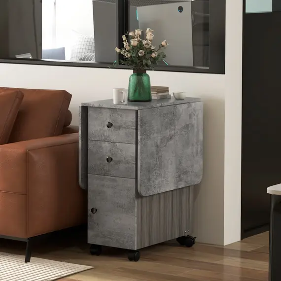 Buy Multi-Storage Six-Person Drop Leaf Dining Table - Mixed Grey, 8 image