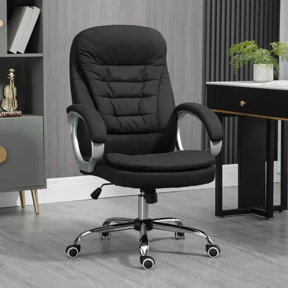 Buy Office Chair Computer Chair Executive Office Chair with Height Adjustable, Comfortable Desk Chair for Home Office Fabric Black, 2 image