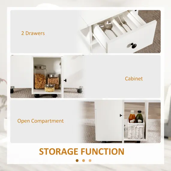 Buy Multi-Storage Six-Person Drop Leaf Dining Table -  White, 6 image