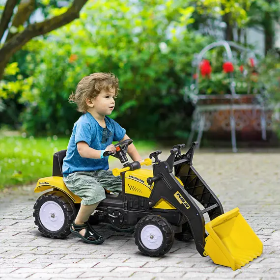 Buy Pedal Go Kart Ride On Excavator W/ Front Loader Digger Four Wheels Child Toy, for 3 Years Old, 2 image