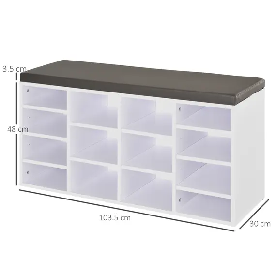 Buy Multi-Storage Shoe Rack w/ 14 Compartments Cushion Moving Shelves Solid Frame Foot Pads Home Office Tidy Organisation Boots Trainers White, 3 image
