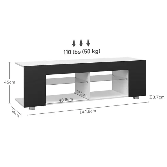 Buy Multi-Shelf TV Cabinet, with Adjustable LED Lights - Black, 3 image