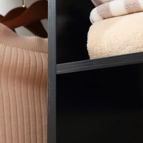 Buy Open Wardrobe Double Mobile Storage Shelves Organizer W/6 Wheels-Black, 8 image