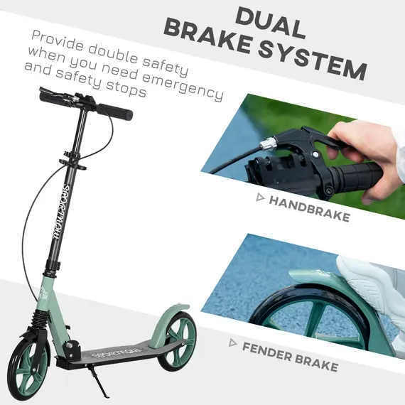 Buy One-click Folding Kick Scooter for 14+ w/ Adjustable Handlebar, Push Scooter with Kickstand, Dual Brake System, Shock Absorber, 200mm Wheels & ABEC-9 Bearings, 6 image
