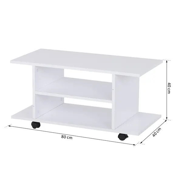 Buy Modern TV Cabinet Stand Storage Shelves Table Mobile Bedroom Furniture Bookshelf Bookcase White, 3 image