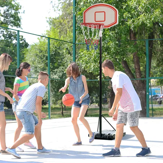 Buy Portable Basketball Stand 175-215cm Adjustable Height Sturdy Rim Hoop w/ Large Wheels Stable Base Net Free Standing, 2 image