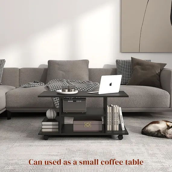 Buy Modern TV Cabinet Stand Storage Shelves Table Mobile Bedroom Furniture Bookshelf Bookcase Black, 6 image