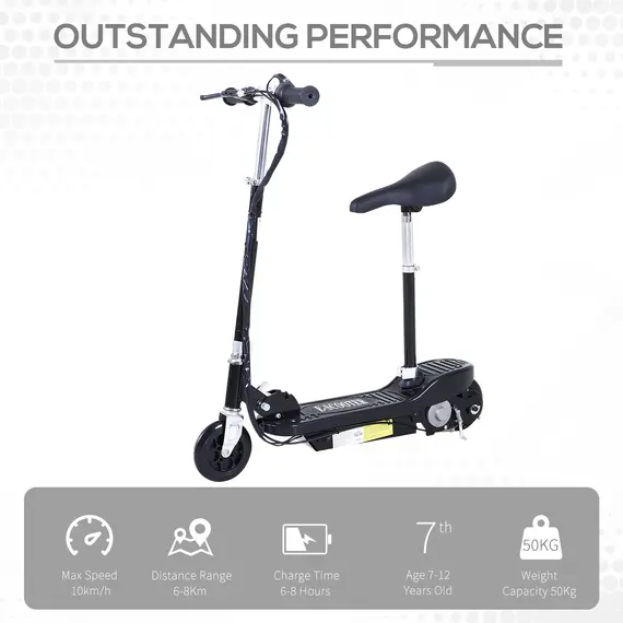 Buy Outdoor Ride On Powered Scooter 120W Motor Bike 2 x 12V Battery - Black, Colour: Black, 4 image