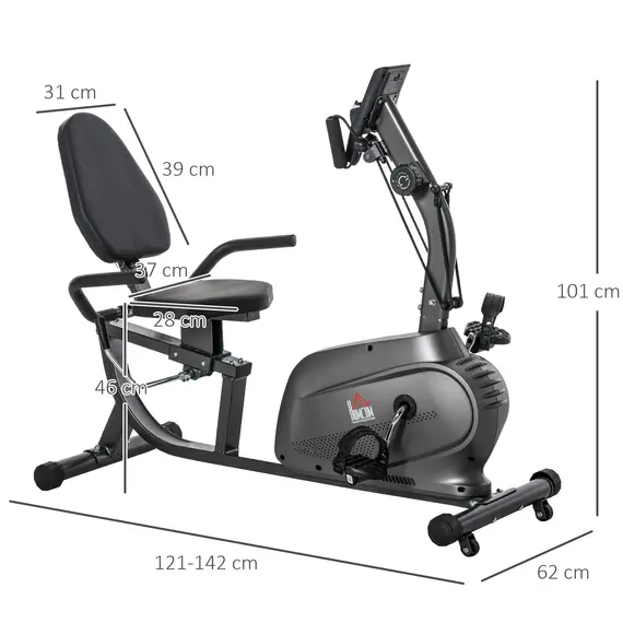 Buy Recumbent Exercise Bike Recovery Exerciser, 8-Level Magnetic Resistance Stationary Bike with Pad Holder, LCD Monitor, for Indoor Cardio Workout, Black, 3 image