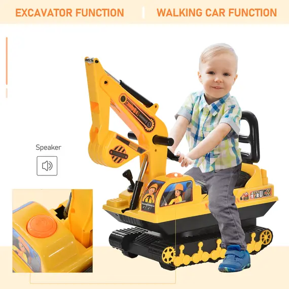 Buy Ride On Excavator Toy Tractors Digger Movable Walker Construction Truck 3 Years, 4 image