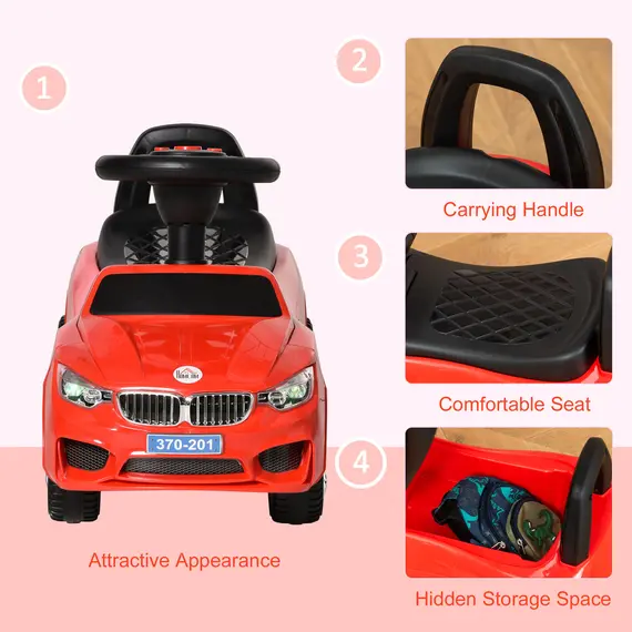 Buy Ride on Car Baby Toddler Walker Foot to Floor Sliding Car Slider Red, Colour: Red, 7 image