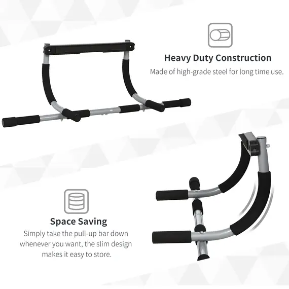 Buy Pull-Up Bar for Doorway, Home Fitness Door Horizontal Push up Bar for Indoor Gym Upper Body Workout, Grey, 7 image