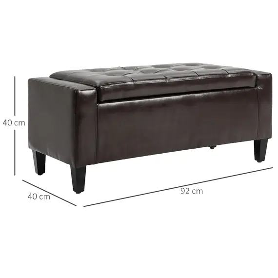 Buy PU Leather Storage Ottoman Bench Storage Chest Tufted Ottoman Cube w/ Flipping Top 92L x 40W x 40H cm Brown, 3 image